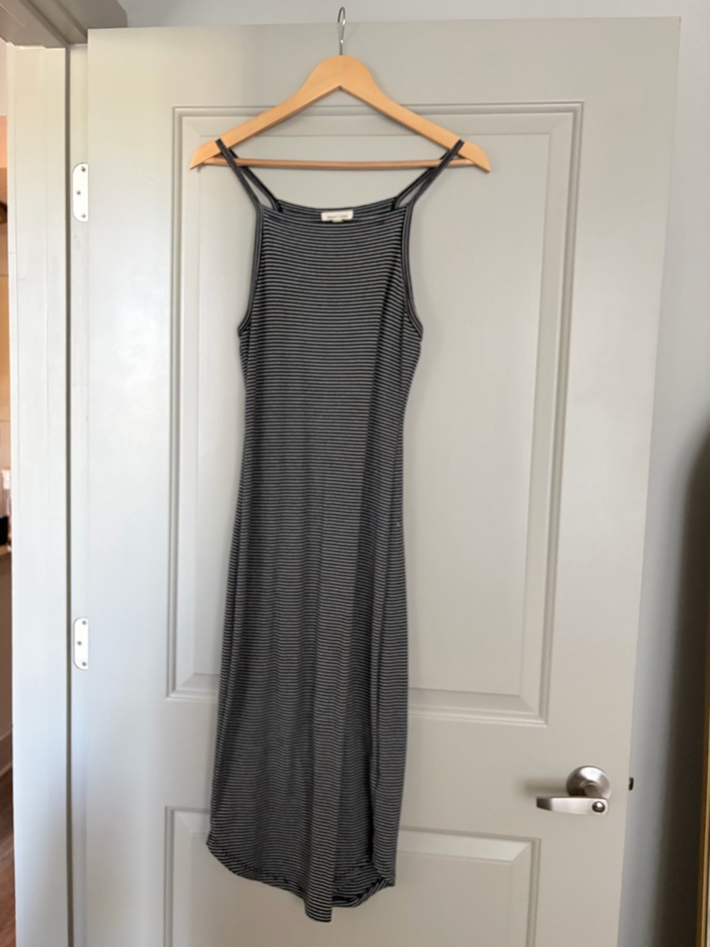 silence + noise Black and White Striped Maxi Tank Dress